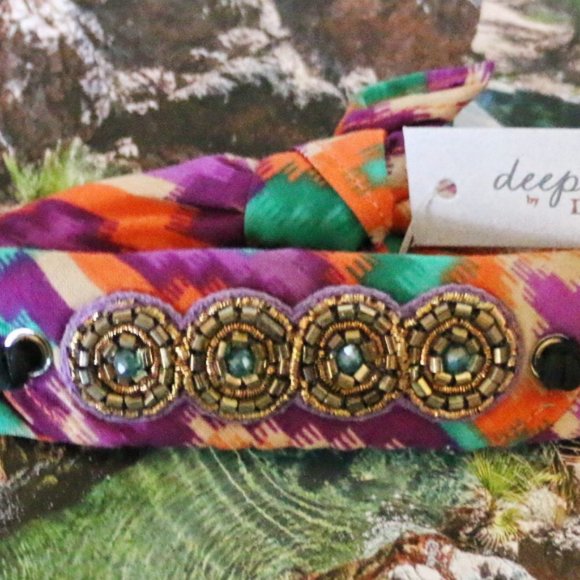 Jeweled Deepa Pony Tail Wrap Fabric Bracelet NWT main image 4